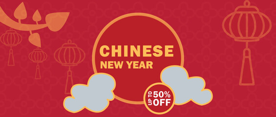 Banner template for lunar new year perfect for boost your product or services promotion sales. Design template vector