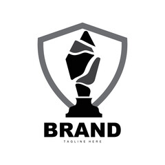 Trophy Logo Design, Award Winner Championship Trophy Vector, Success Brand