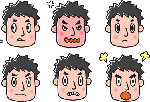 怒っている男性の顔いろいろ