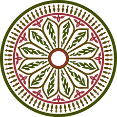 Vector round colored Arabic national ornament. Endless vegetable Pattern of eastern peoples of Asia, Africa, Persia, Iran, Iraq.