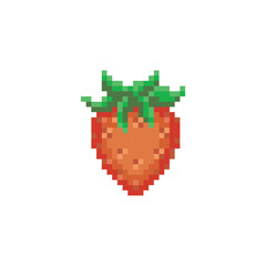 Fototapeta premium Red strawberry, food pixel art