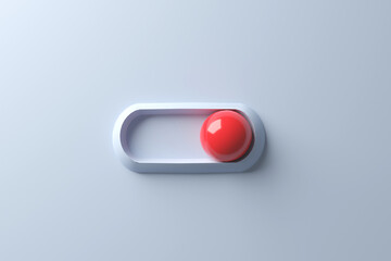 red toggle button in 3d rendering design.