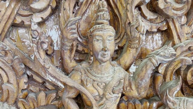 Kanok pattern in a Buddhist temple.Wat In Plaeng is located in Nakhon Phanom Province in the northeast of Thailand.It represents a beautiful sculpture architecture.