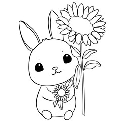 rabbit with sunflower outline