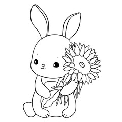 rabbit with sunflower outline
