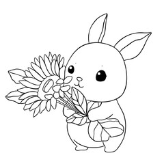 rabbit with sunflower outline