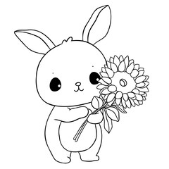 rabbit with sunflower outline