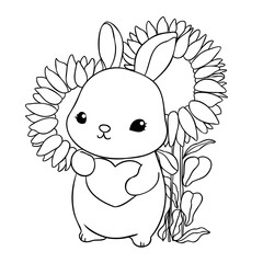 rabbit with sunflower outline