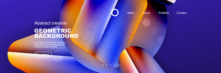 Overlapping geometric shapes background. 3D shadow effects and fluid gradients. Modern abstract forms