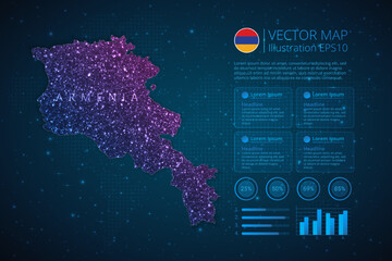 Fototapeta na wymiar Armenia map infographics template for diagram, graph, presentation and chart with abstract geometric mesh polygonal light concept on blue background. Vector Illustration EPS10.