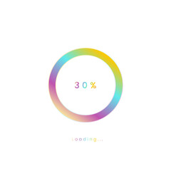 30 percent rainbow loading bar, upload user interface, colorful Futuristic loading symbol.
