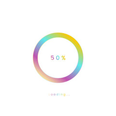 50 percent rainbow loading bar, upload user interface, colorful Futuristic loading symbol.