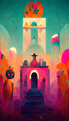 day of the dead background in flat design