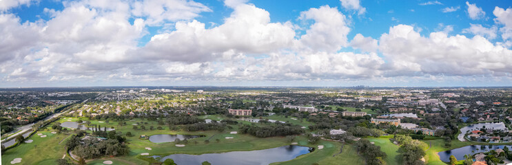 Obraz premium Aerial photo Grande Oaks Golf Club filming location of movie Caddyshack circa 1980