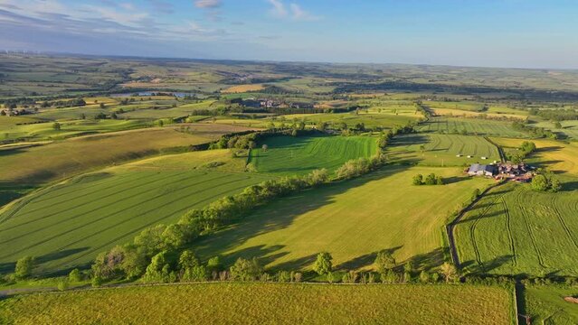 Black Carts Turret aerial view on Hadrian's Wall ruin near village of Chollerford in town of Hexham in England, UK. 