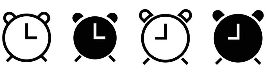 alarm clock icon set simple, vector illustration