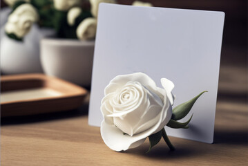 white rose on a table, generative ai