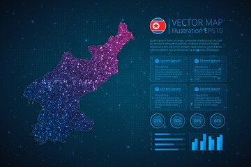 Fototapeta na wymiar North Korea map infographics template for diagram, graph, presentation and chart with abstract geometric mesh polygonal light concept on blue background. Vector Illustration EPS10.