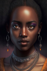 beautiful black girl, portrait, studio photoshoot