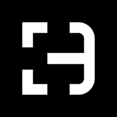 Abstract art D logo vector design in black and white colors