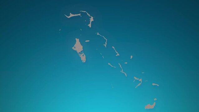 bahamas country map with zoom in Realistic Clouds Fly Through. camera zoom in sky effect on bahamas map. Background Suitable for Corporate Intros, Tourism, Presentations.