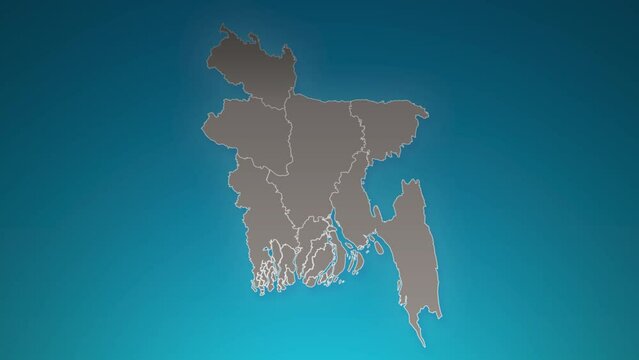 bangladesh country map with zoom in Realistic Clouds Fly Through. camera zoom in sky effect on bangladesh map. Background Suitable for Corporate Intros, Tourism, Presentations.