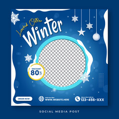Winter limited offer sale social media banner template