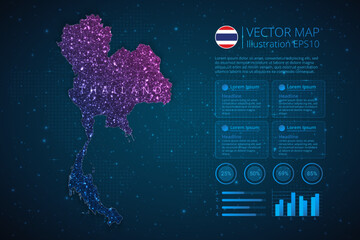 Fototapeta na wymiar Thailand map infographics template for diagram, graph, presentation and chart with abstract geometric mesh polygonal light concept on blue background. Vector Illustration EPS10.