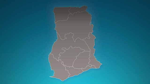 ghana country map with zoom in Realistic Clouds Fly Through. camera zoom in sky effect on ghana map. Background Suitable for Corporate Intros, Tourism, Presentations.