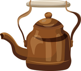 Vintage copper kettle isolated on white background.