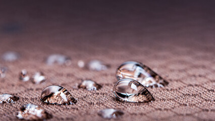 Waterproof nanofabric. Protects against rain and bad weather conditions. Macro.