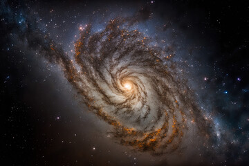 Milky Way galaxy in the cosmos, containing stars and cosmic dust. Generative AI