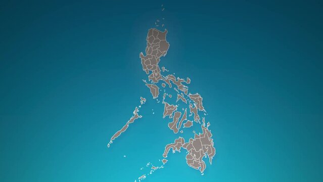 philippines country map with zoom in Realistic Clouds Fly Through. camera zoom in sky effect on philippines map. Background Suitable for Corporate Intros, Tourism, Presentations.