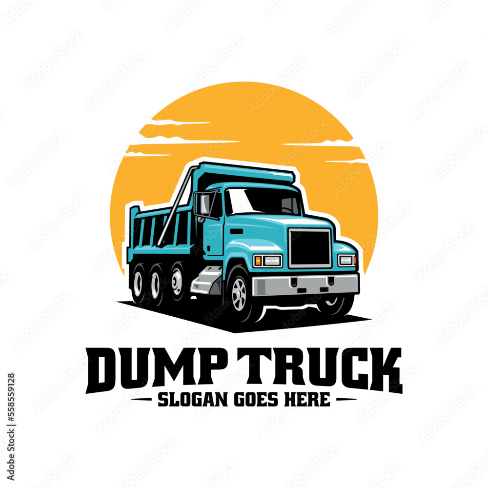 Wall mural dump truck. trucking premium logo vector - Wall murals