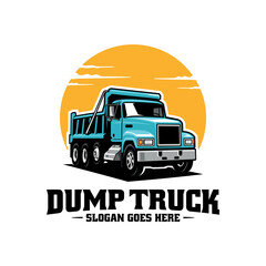 dump truck. trucking premium logo vector