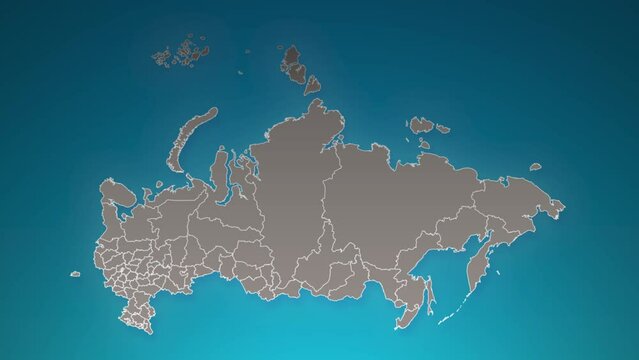 russia country map with zoom in Realistic Clouds Fly Through. camera zoom in sky effect on russia map. Background Suitable for Corporate Intros, Tourism, Presentations.