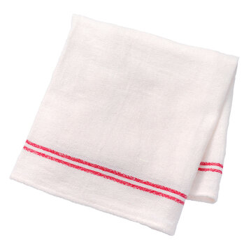 Table cloth kitchen isolated. Top view of white napkin on white background.