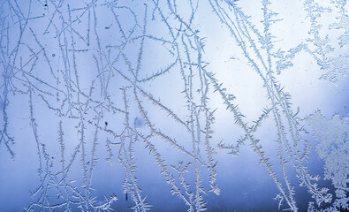 Frost on the glass. Abstract natural texture.