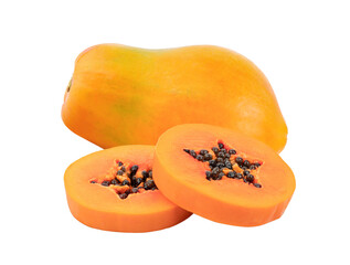  papaya fruit with seeds isolated on transparent png