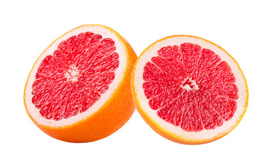 Fototapeta na wymiar pink orange or grapefruit with slice on transparent png