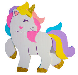 Unicorn, white plastic. An element of decoration for children's holidays.