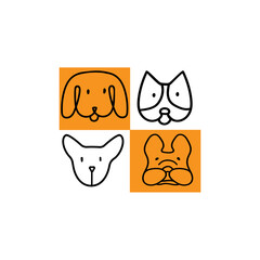 Cute Doodle set of different dogs characters