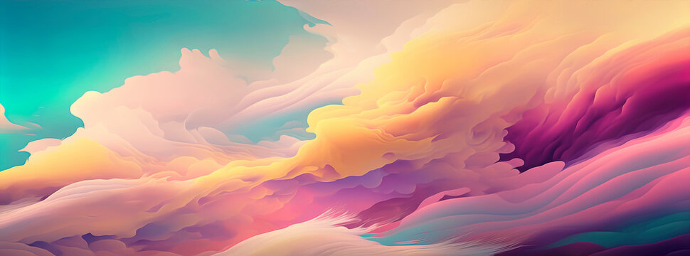 Abstract panoramic wallpaper with pastel tones