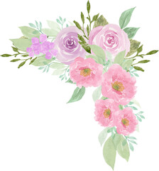 Pretty Pink And Purple Watercolor Floral Arrangement