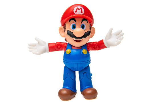 Los Angeles, CA, USA December 29th, 2022 Supermario Bros character Super Mario figurine on white background