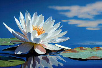water lilie in the blue sky beautiful lotus flower © Mukhlesur