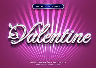 Luxury valentine text effect. editable font effect. glow light background