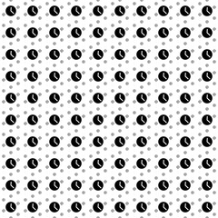 Square seamless background pattern from geometric shapes are different sizes and opacity. The pattern is evenly filled with big black time symbols. Vector illustration on white background