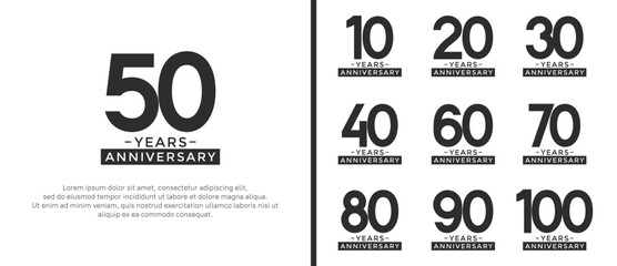 set of anniversary logo style black color on white background for celebration
