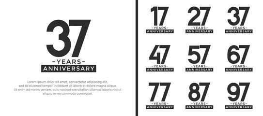 set of anniversary logo style black color on white background for celebration